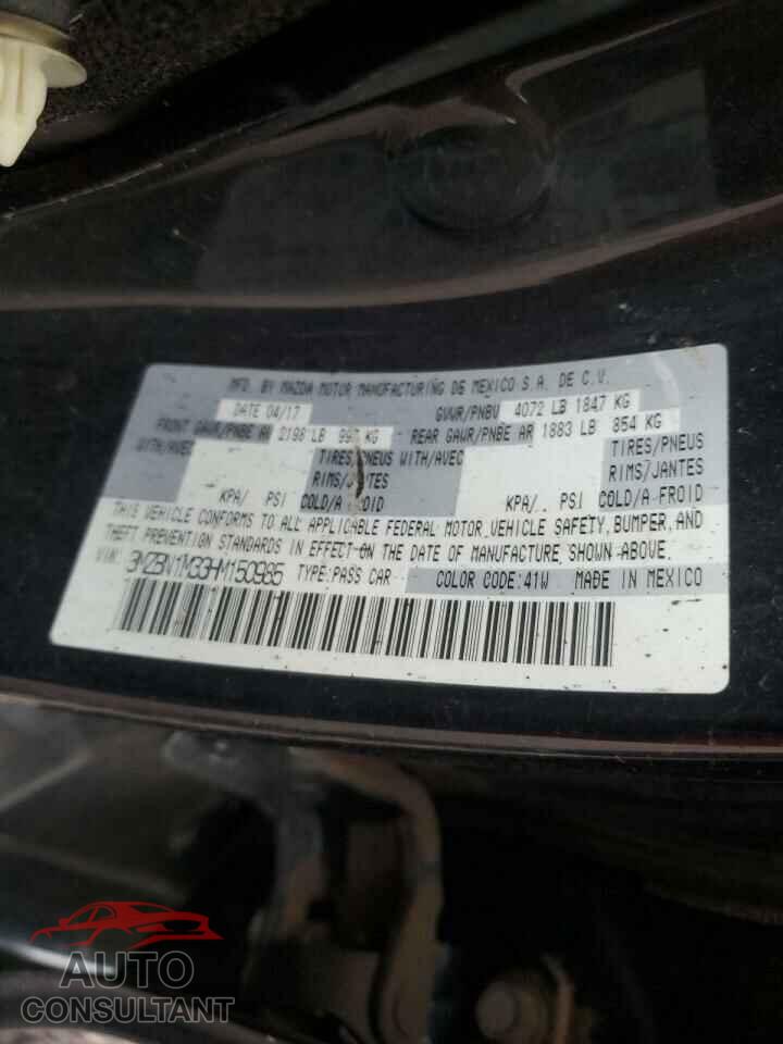 MAZDA 3 2017 - 3MZBN1M33HM150985