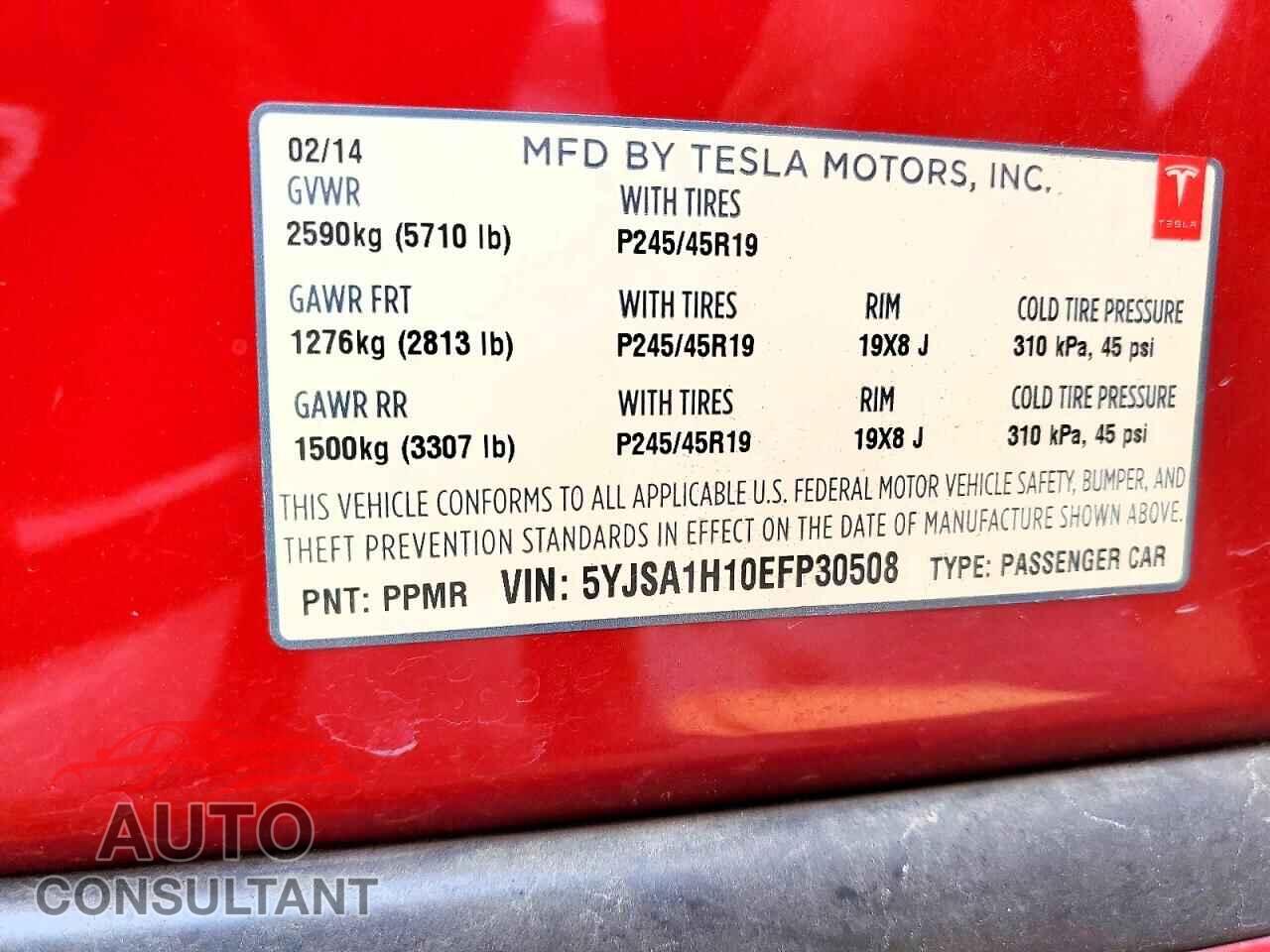 TESLA MODEL S 2014 - 5YJSA1H10EFP30508
