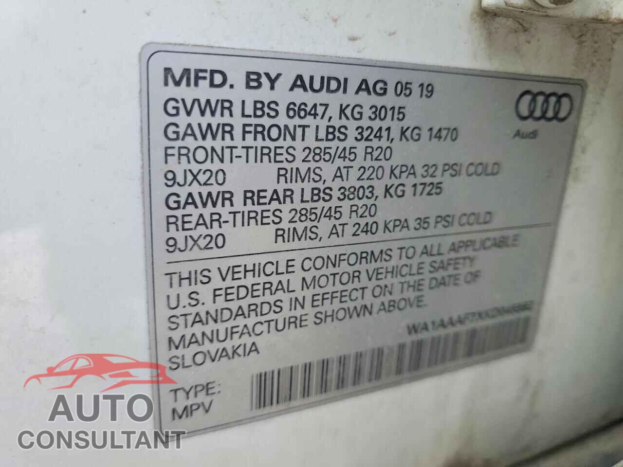 AUDI Q7 2019 - WA1AAAF7XKD045562