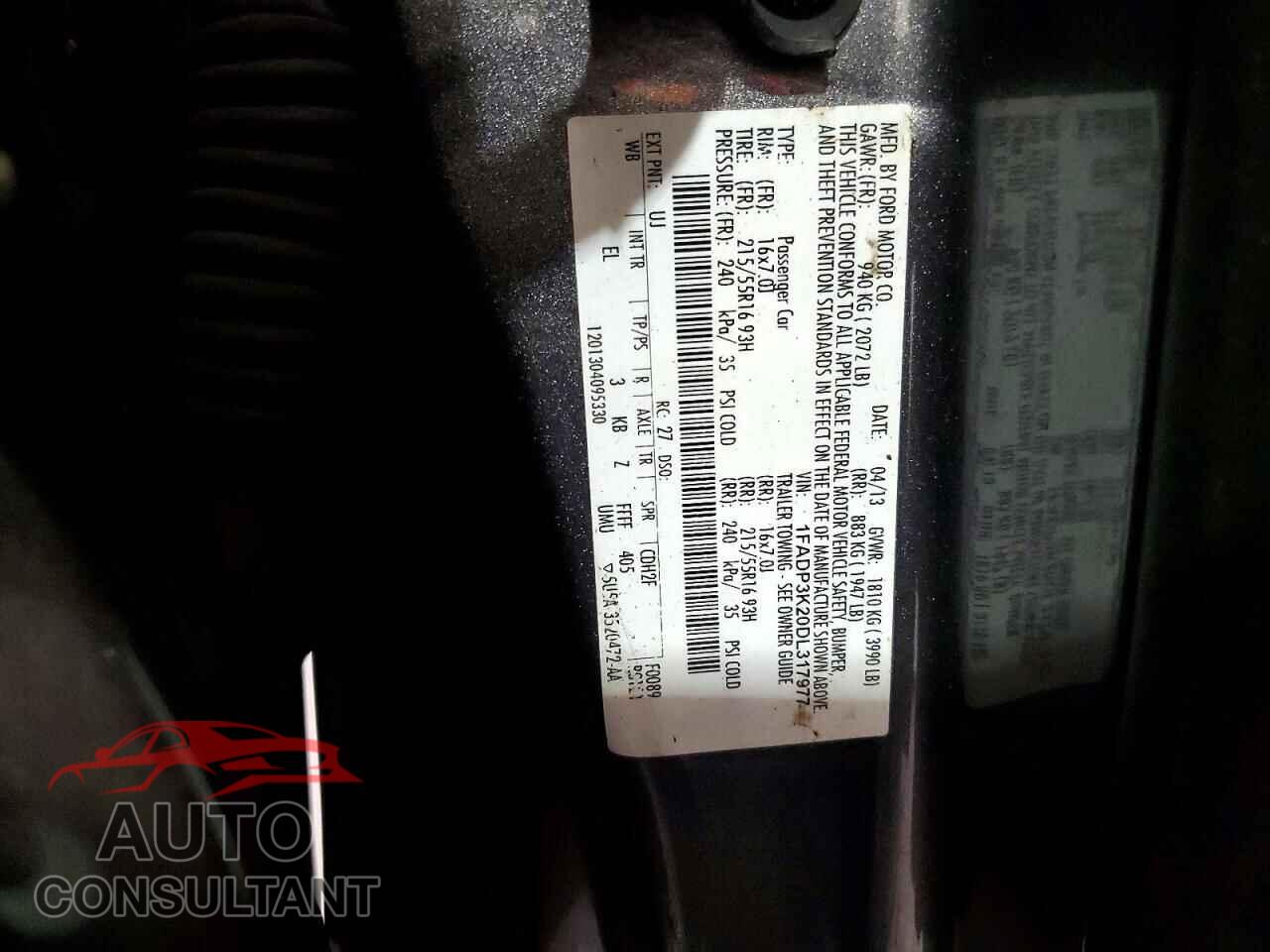 FORD FOCUS 2013 - 1FADP3K20DL317977