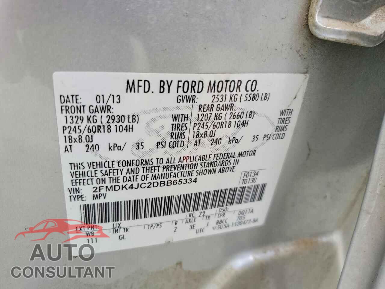 FORD EDGE 2013 - 2FMDK4JC2DBB65334