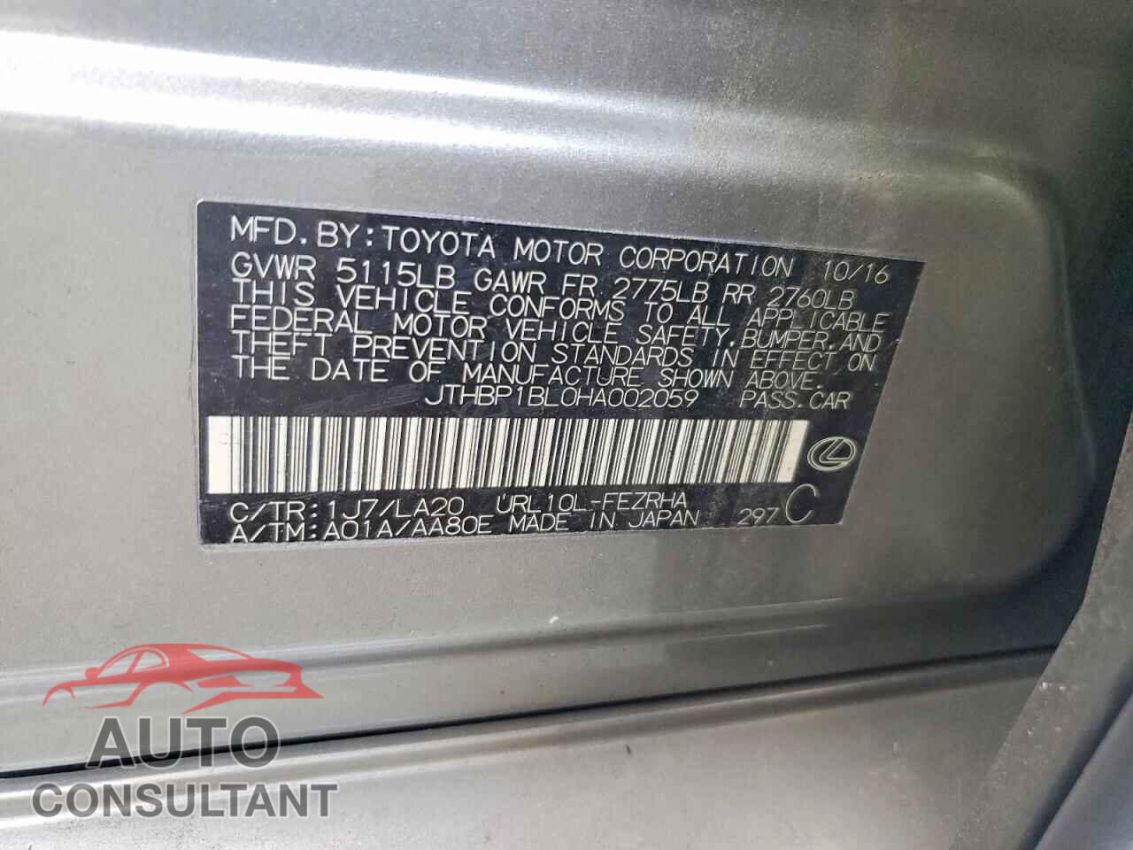 LEXUS GS 2017 - JTHBP1BL0HA002059