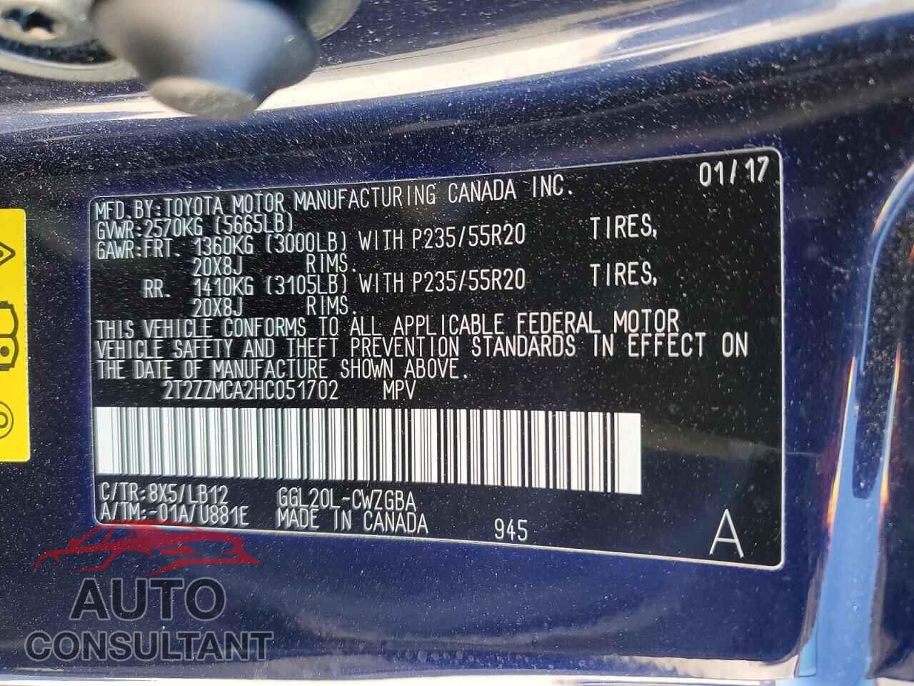 LEXUS RX350 2017 - 2T2ZZMCA2HC051702