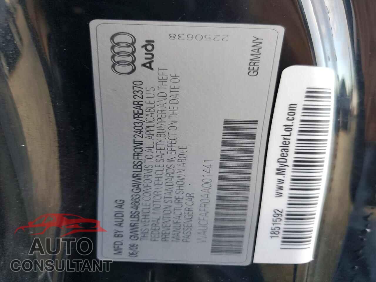 AUDI A5 2010 - WAUCFAFR0AA001441