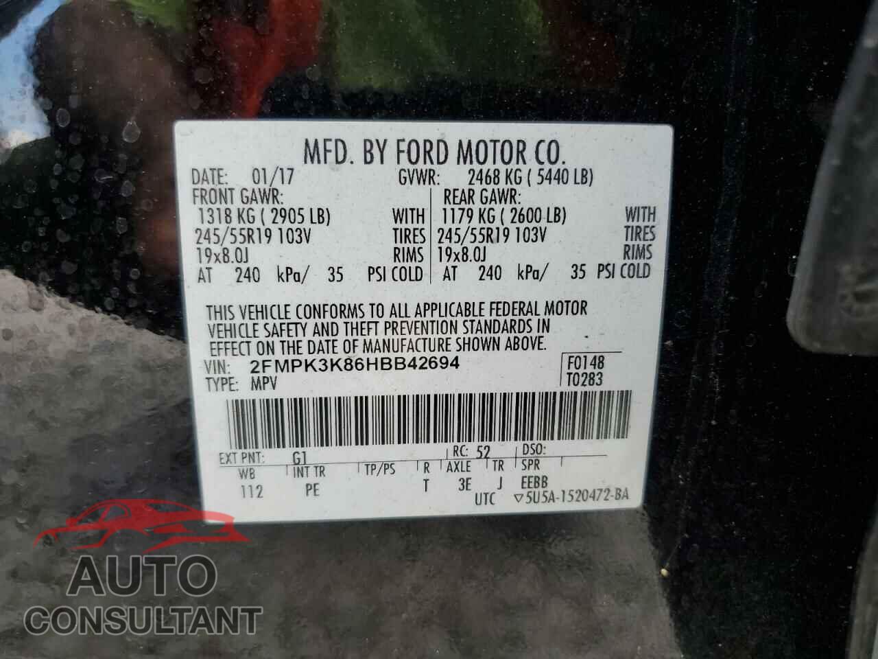 FORD EDGE 2017 - 2FMPK3K86HBB42694