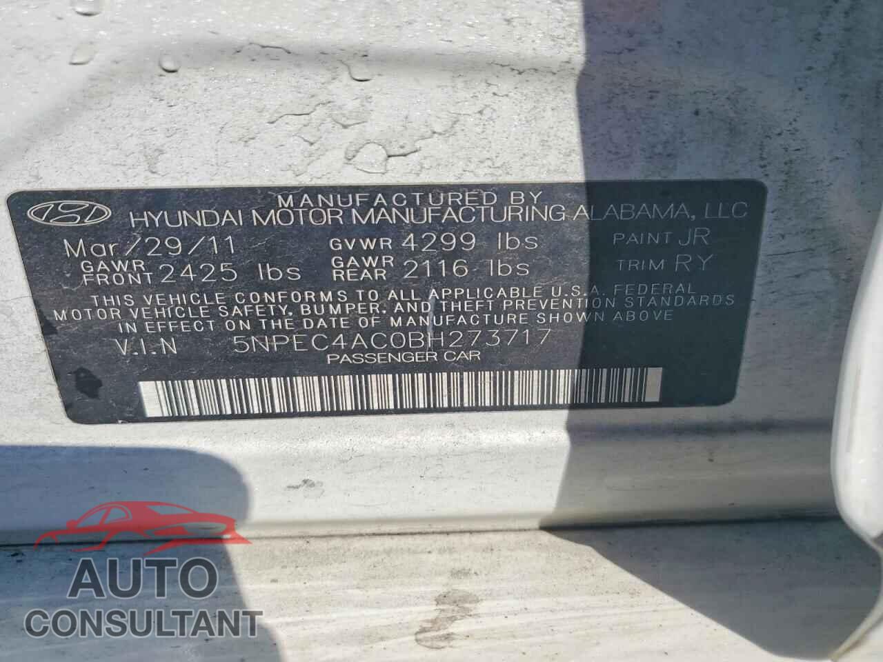 HYUNDAI SONATA 2011 - 5NPEC4AC0BH273717