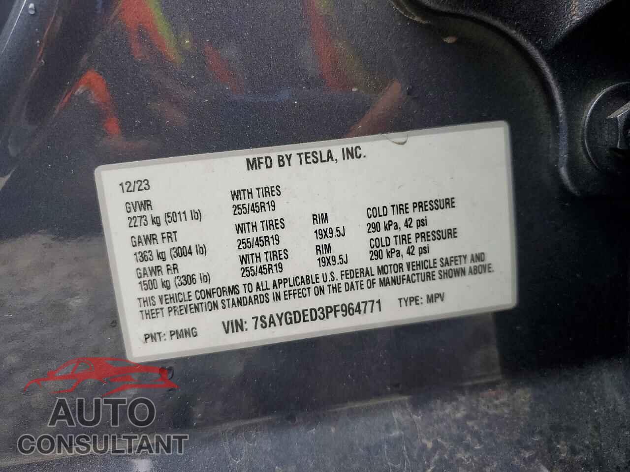 TESLA MODEL Y 2023 - 7SAYGDED3PF964771