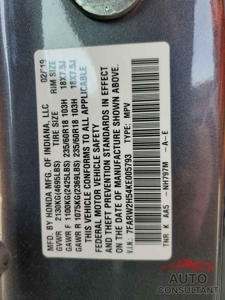HONDA CRV 2019 - 7FARW2H54KE005793
