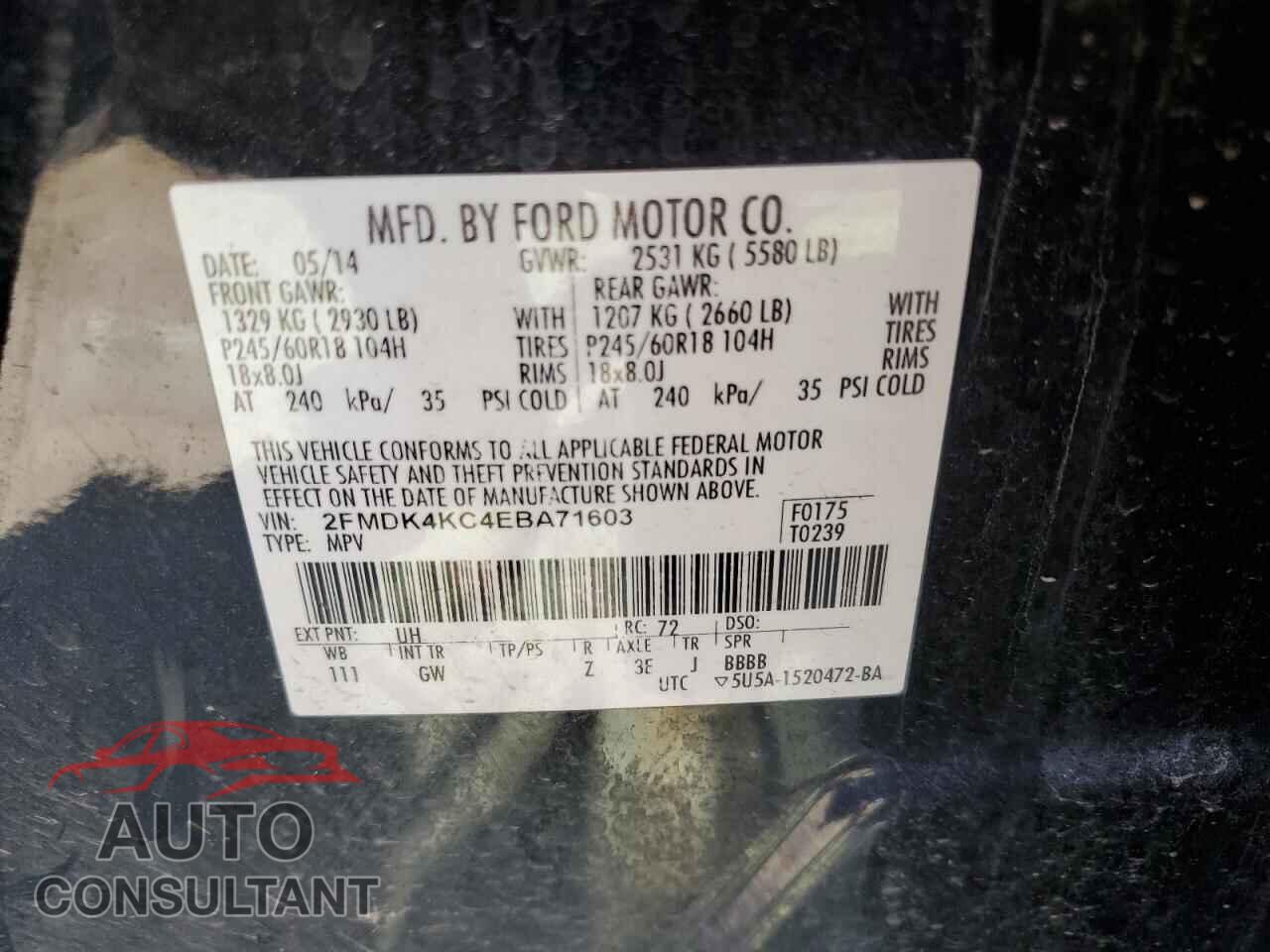 FORD EDGE 2014 - 2FMDK4KC4EBA71603