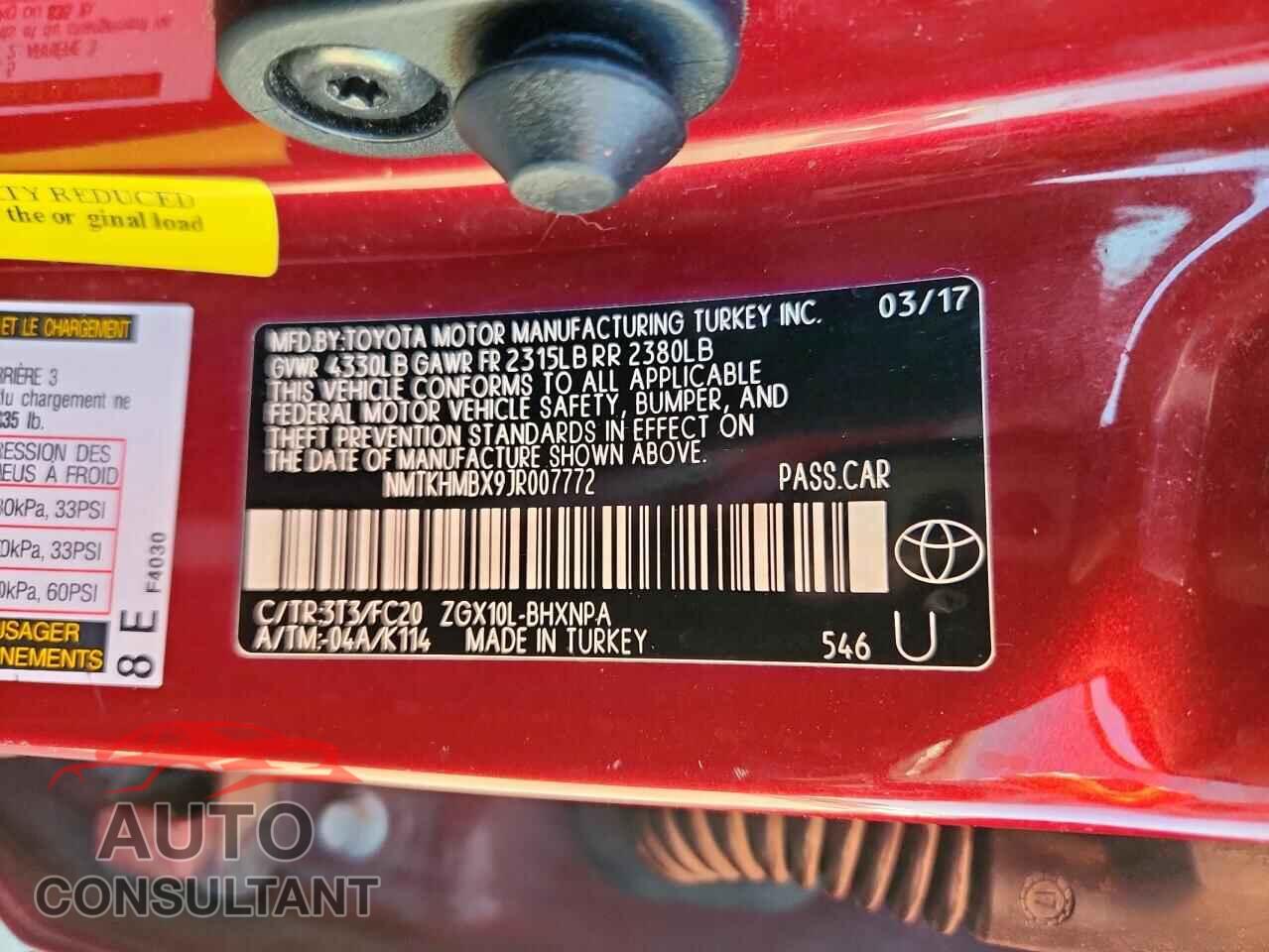 TOYOTA C-HR 2018 - NMTKHMBX9JR007772