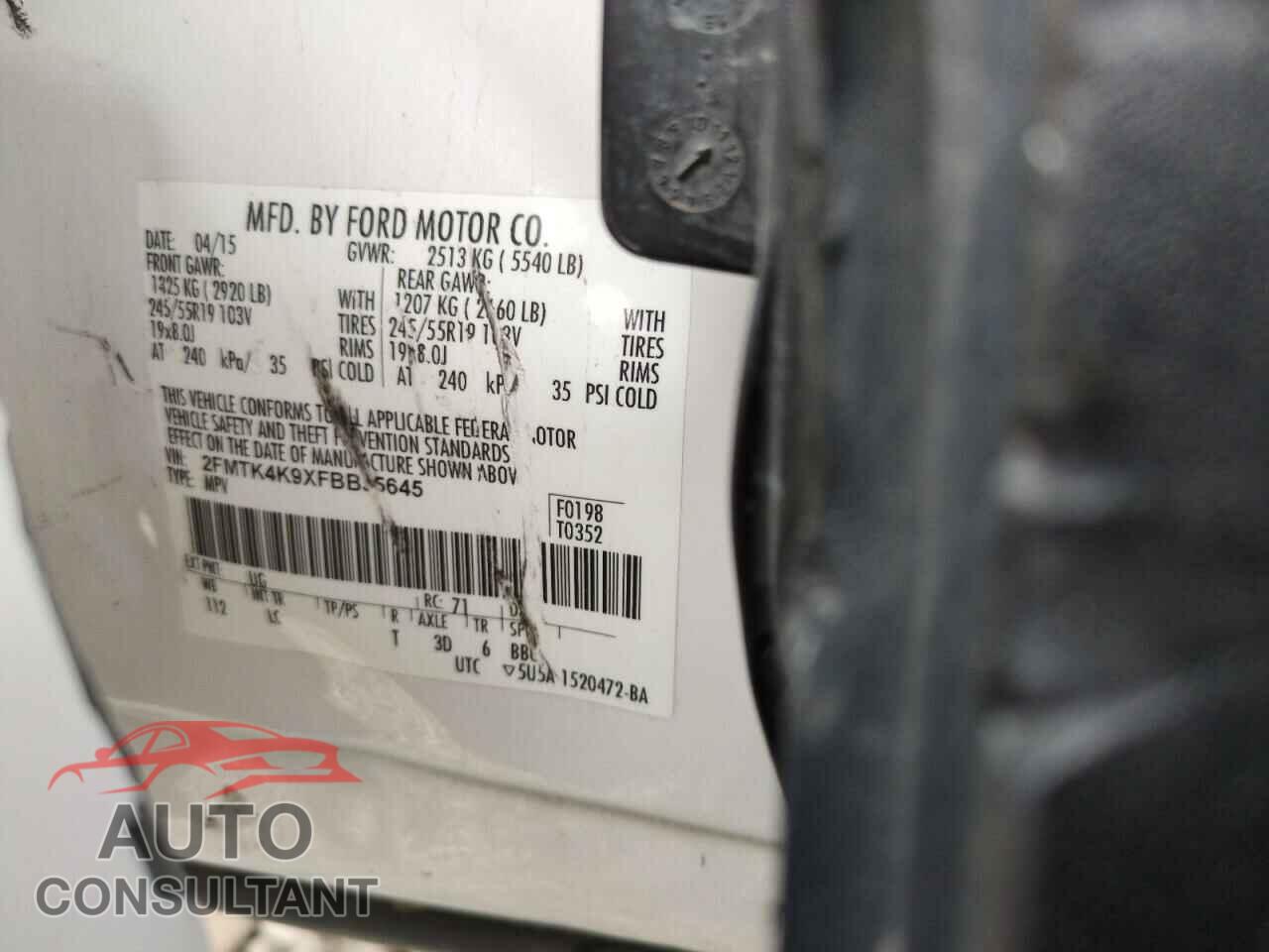 FORD EDGE 2015 - 2FMTK4K9XFBB35645