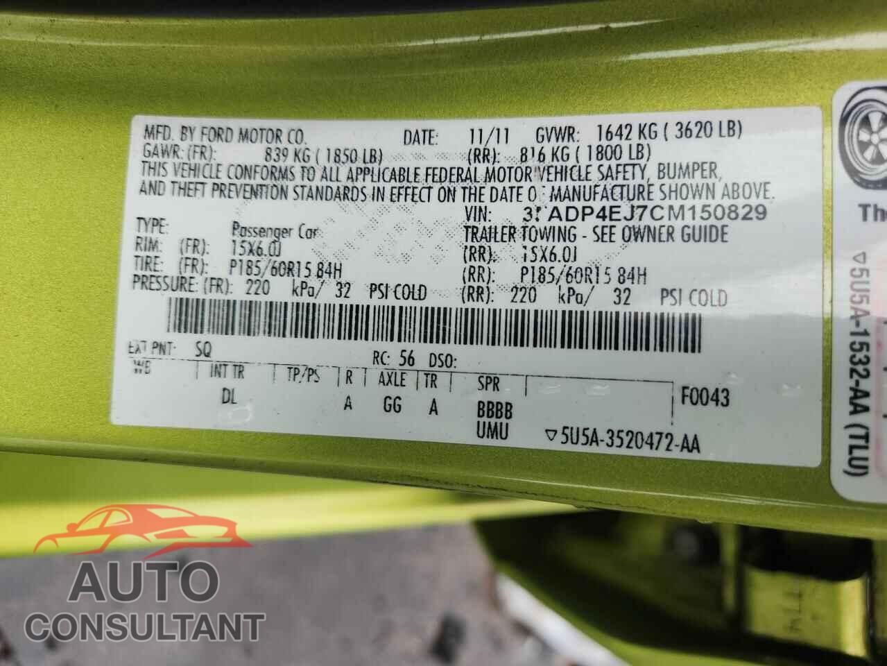 FORD FIESTA 2012 - 3FADP4EJ7CM150829