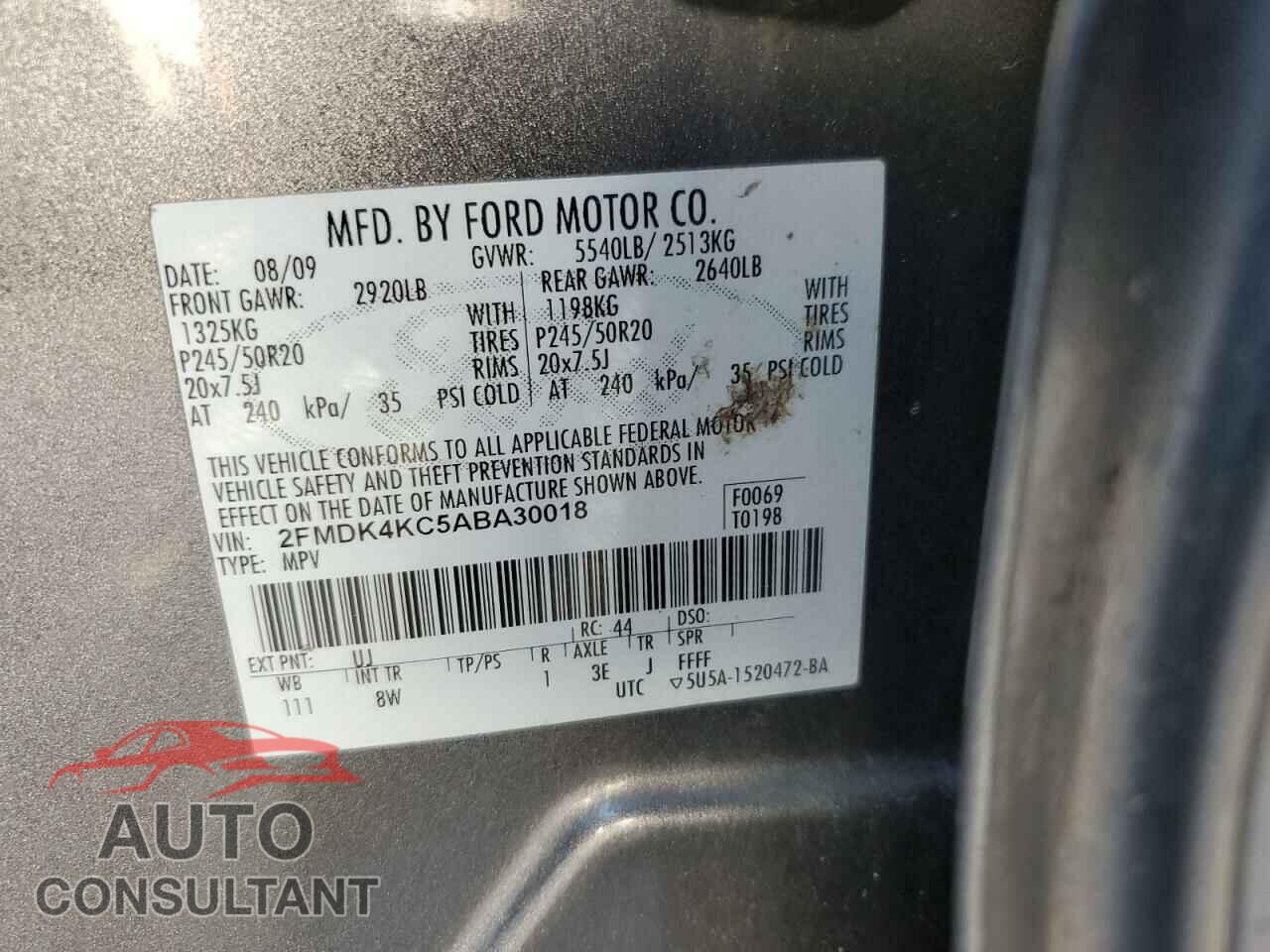 FORD EDGE 2010 - 2FMDK4KC5ABA30018