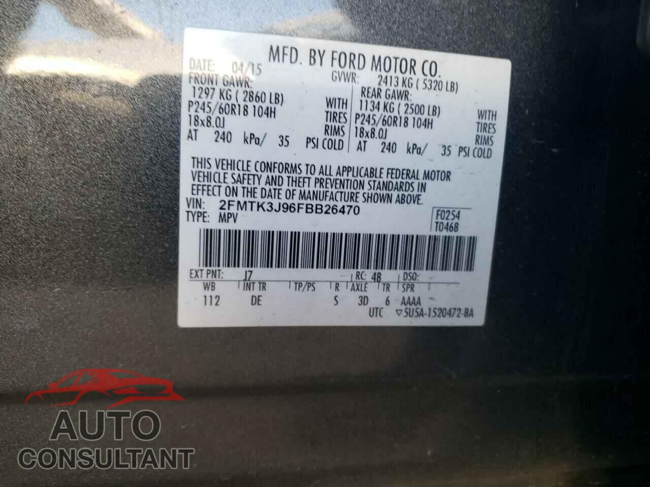 FORD EDGE 2015 - 2FMTK3J96FBB26470