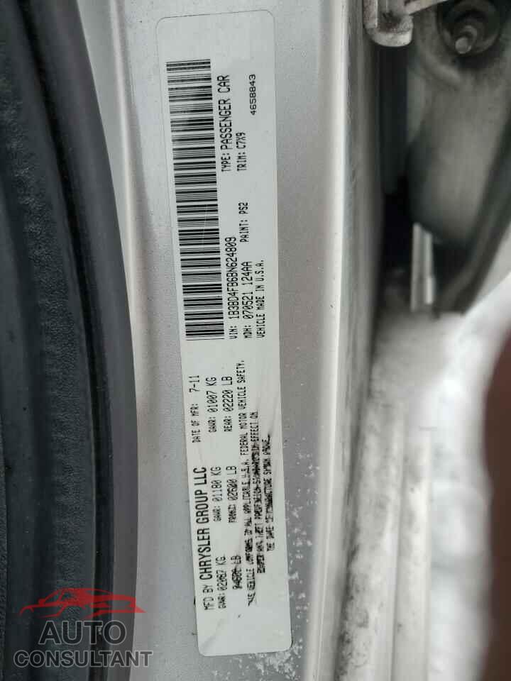 DODGE AVENGER 2011 - 1B3BD4FB6BN624809