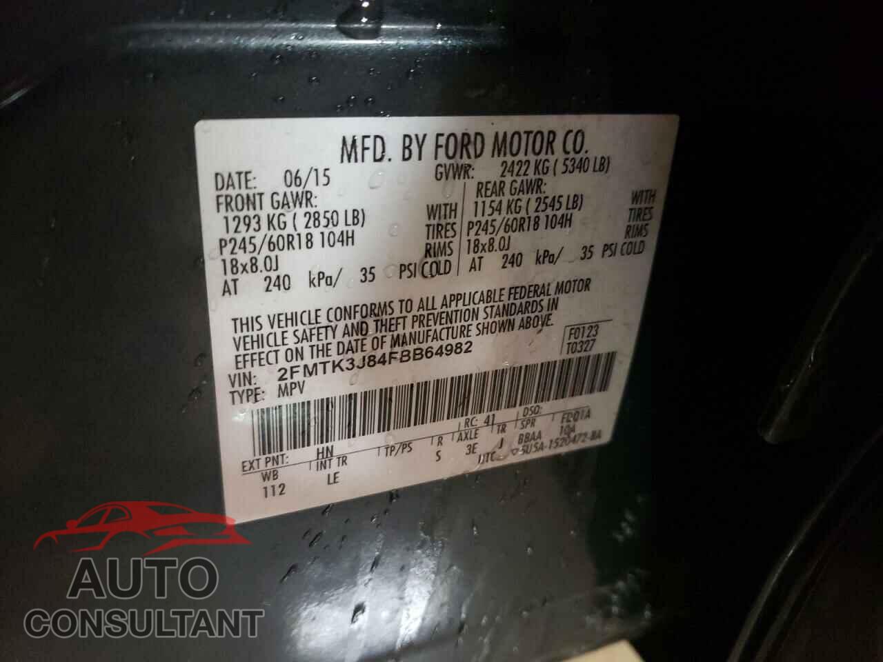 FORD EDGE 2015 - 2FMTK3J84FBB64982