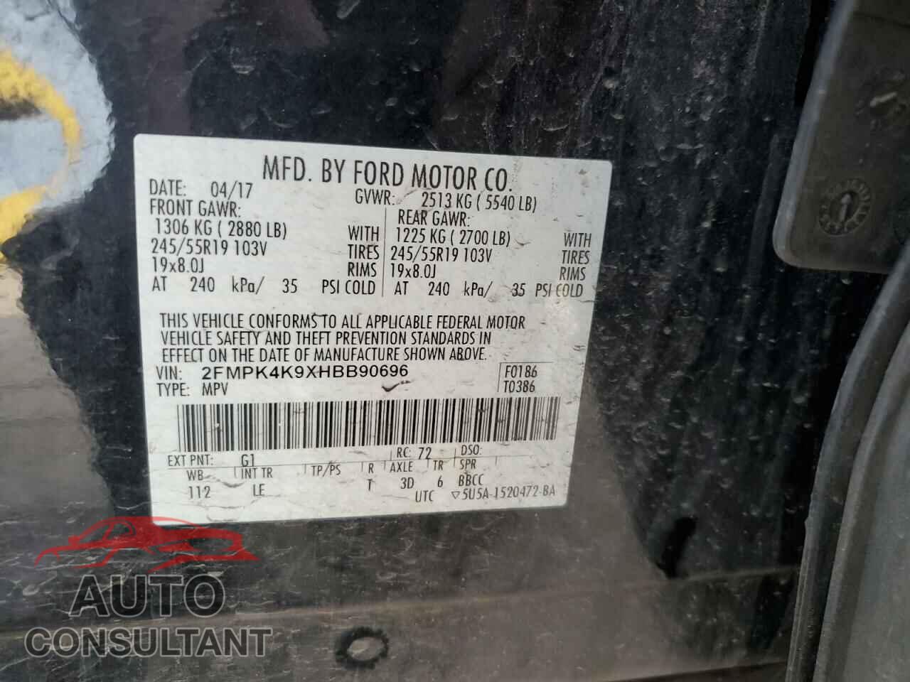 FORD EDGE 2017 - 2FMPK4K9XHBB90696
