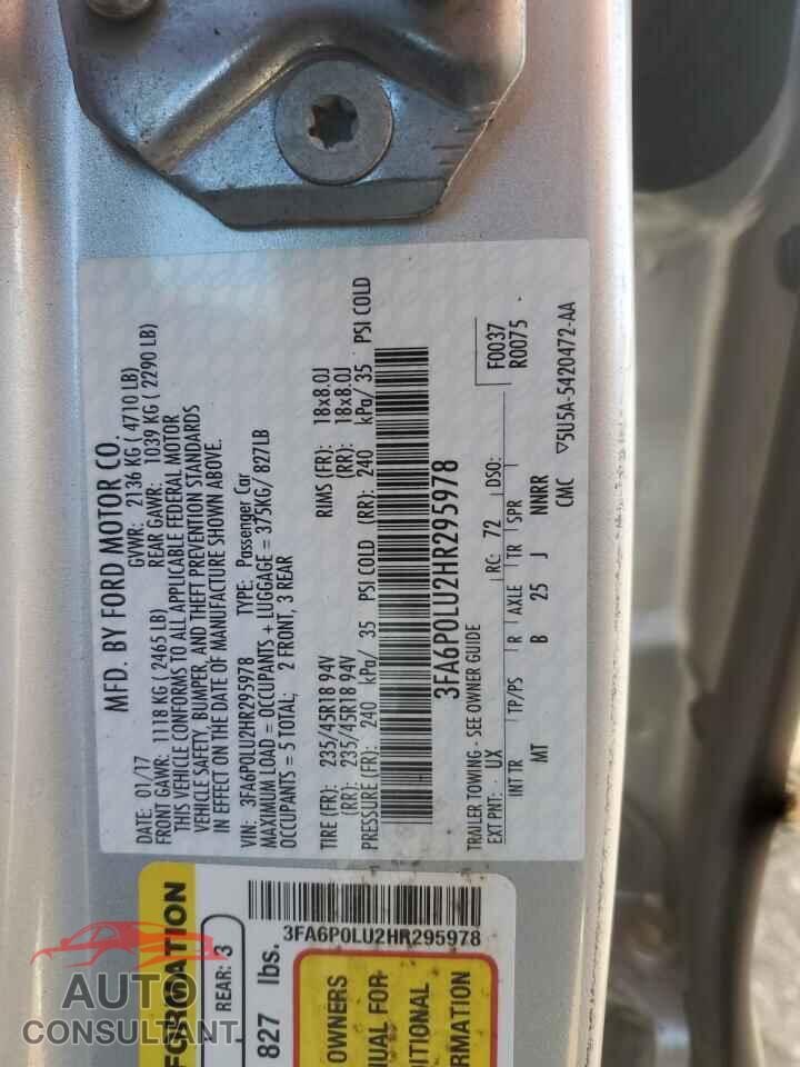 FORD FUSION 2017 - 3FA6P0LU2HR295978