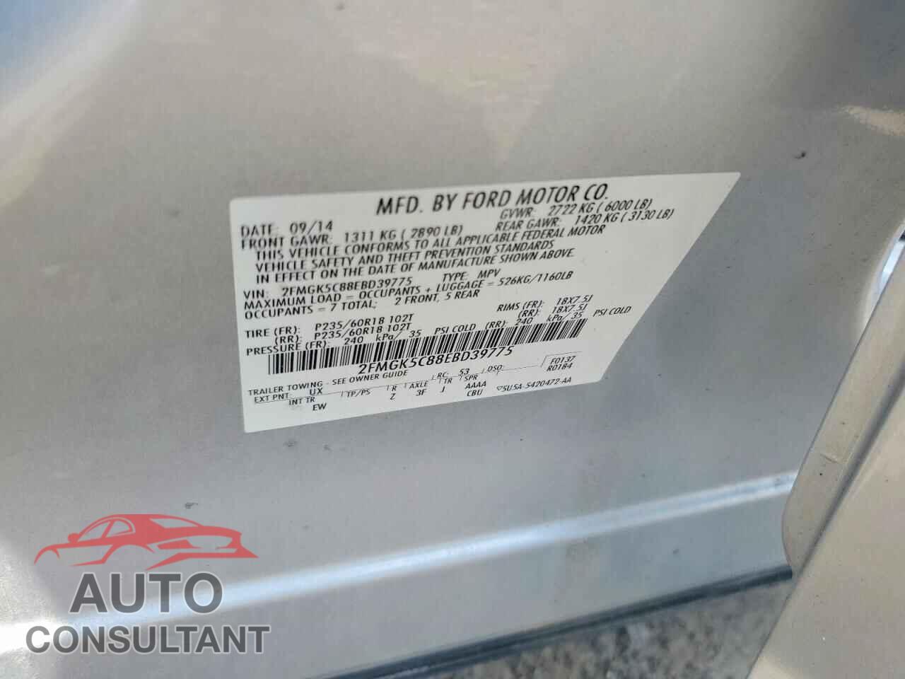 FORD FLEX 2014 - 2FMGK5C88EBD39775