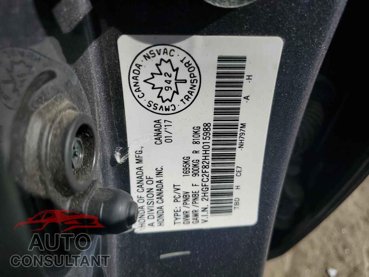 HONDA CIVIC 2017 - 2HGFC2F82HH015988