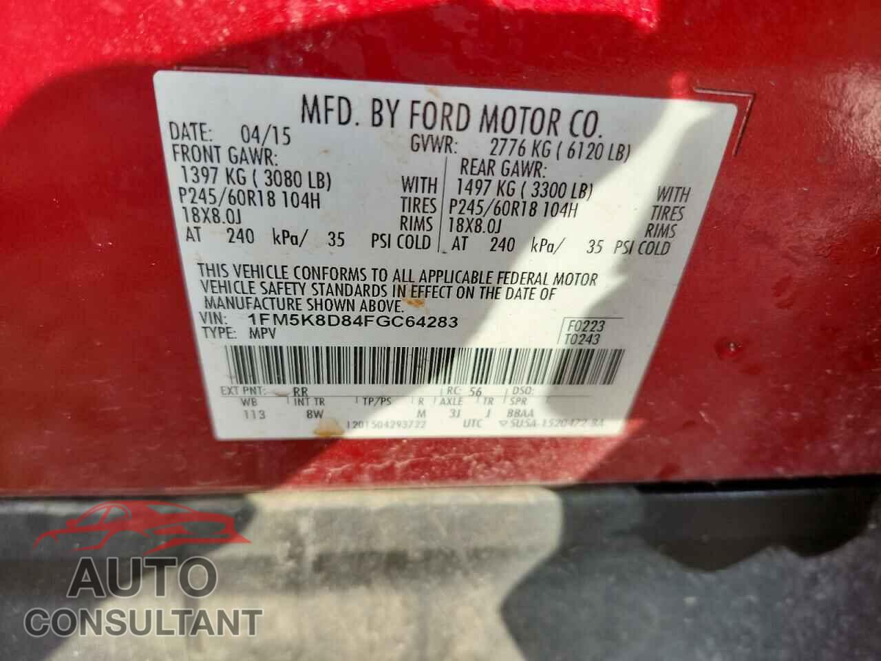 FORD EXPLORER 2015 - 1FM5K8D84FGC64283