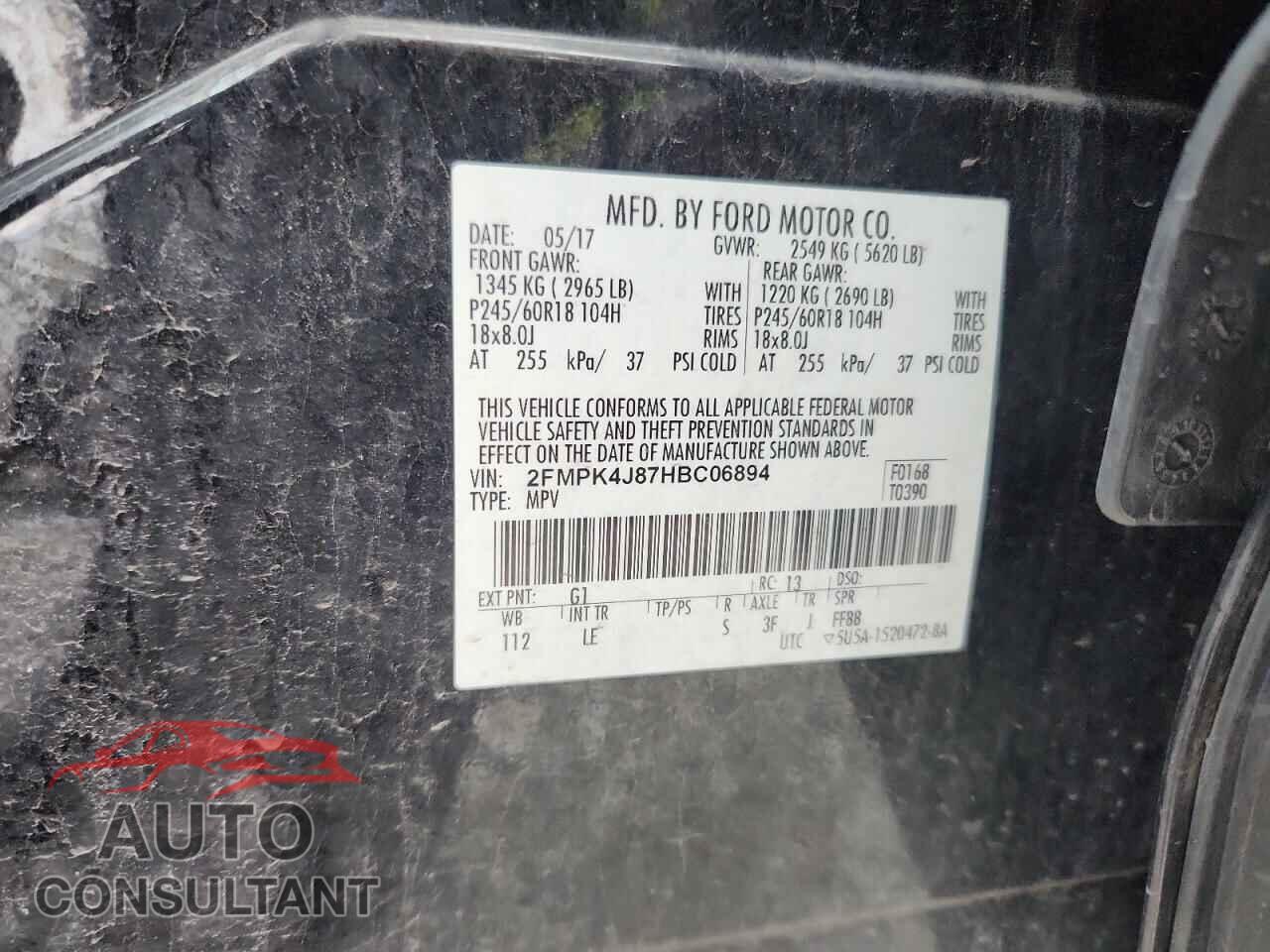 FORD EDGE 2017 - 2FMPK4J87HBC06894