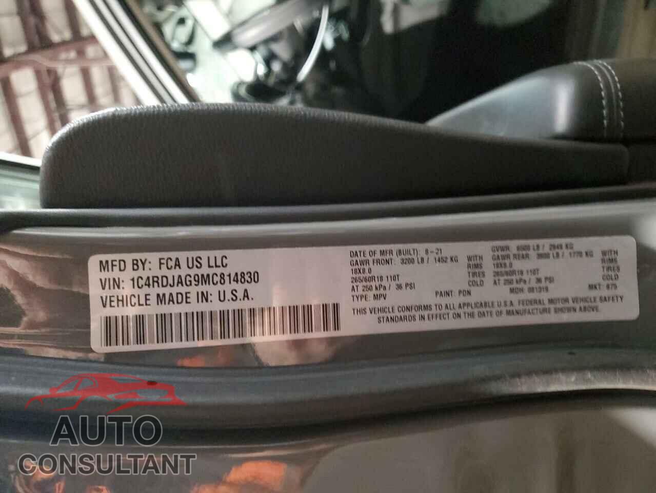 DODGE DURANGO 2021 - 1C4RDJAG9MC814830