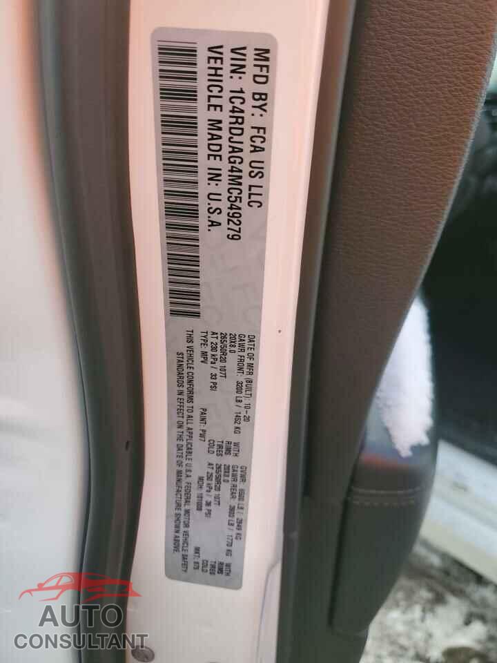DODGE DURANGO 2021 - 1C4RDJAG4MC549279