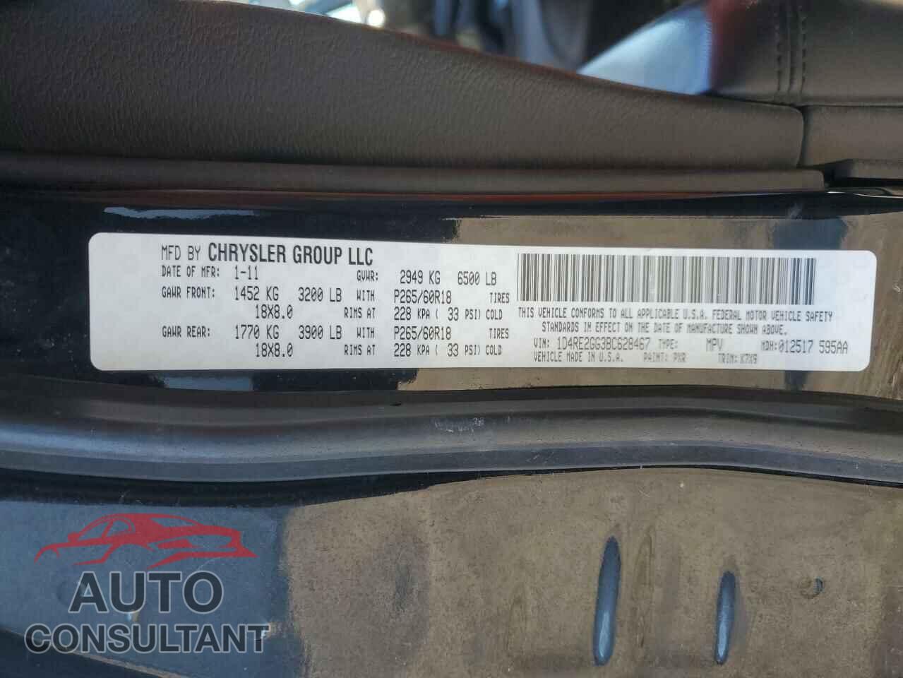 DODGE DURANGO 2011 - 1D4RE2GG3BC628467