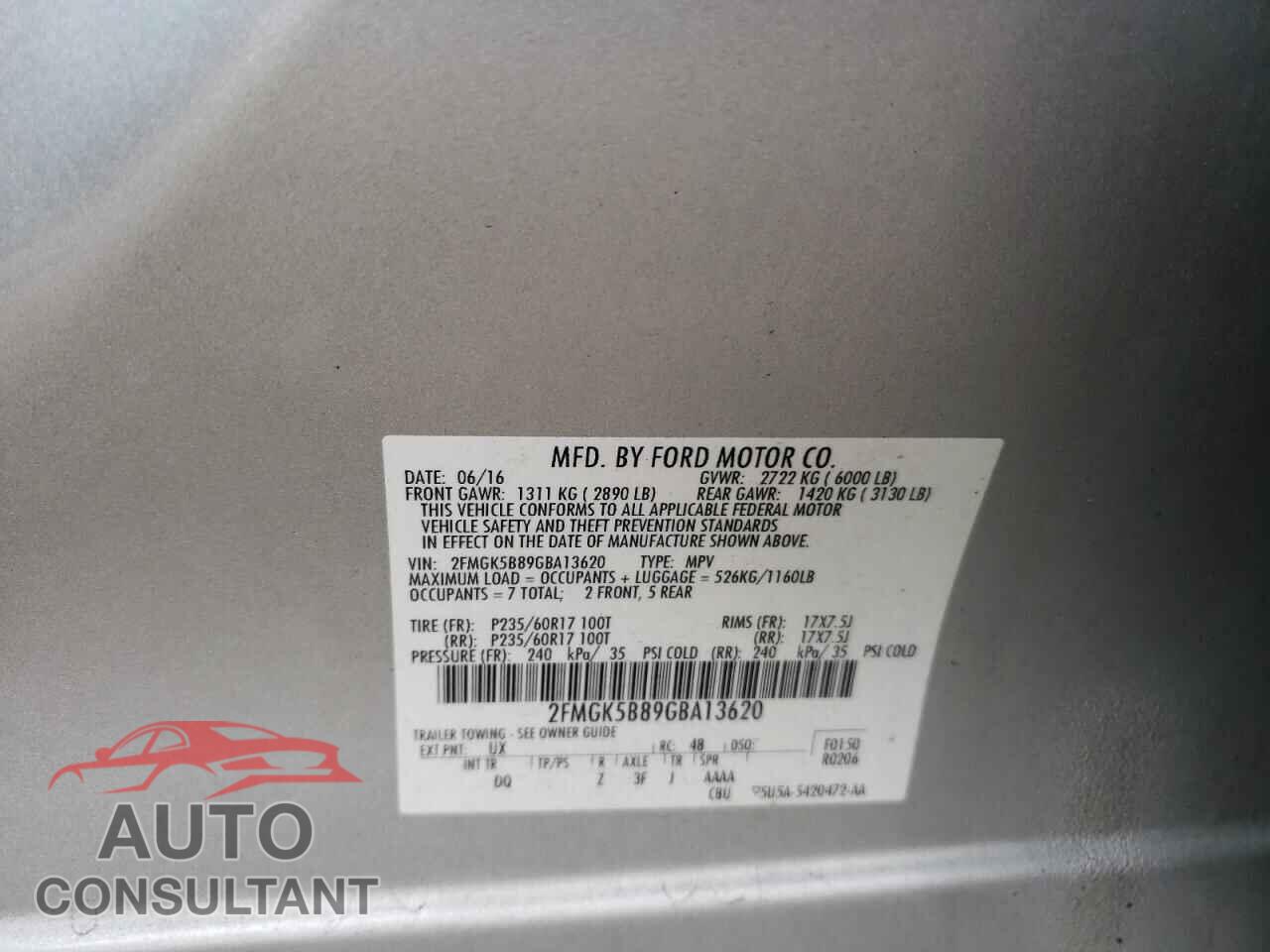 FORD FLEX 2016 - 2FMGK5B89GBA13620