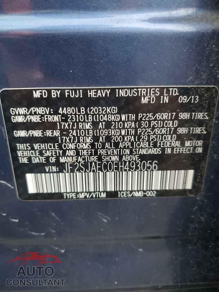 SUBARU FORESTER 2014 - JF2SJAEC0EH493056