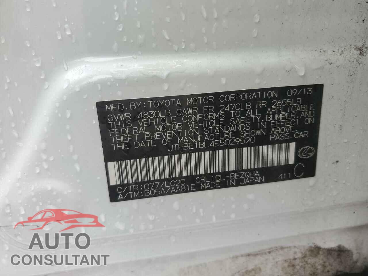 LEXUS GS350 2014 - JTHBE1BL4E5029520