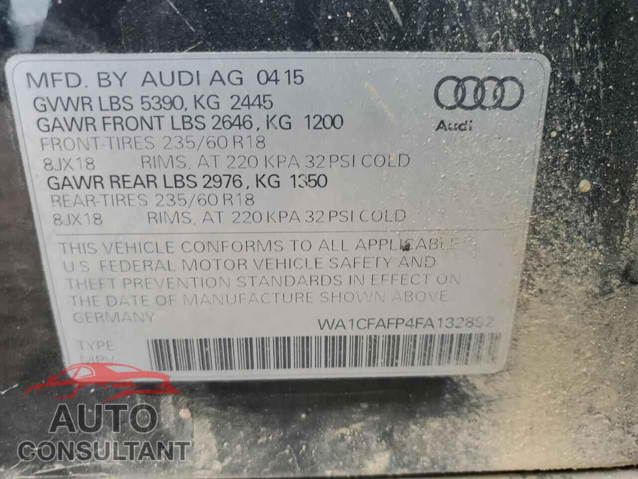 AUDI Q5 2015 - WA1CFAFP4FA132892