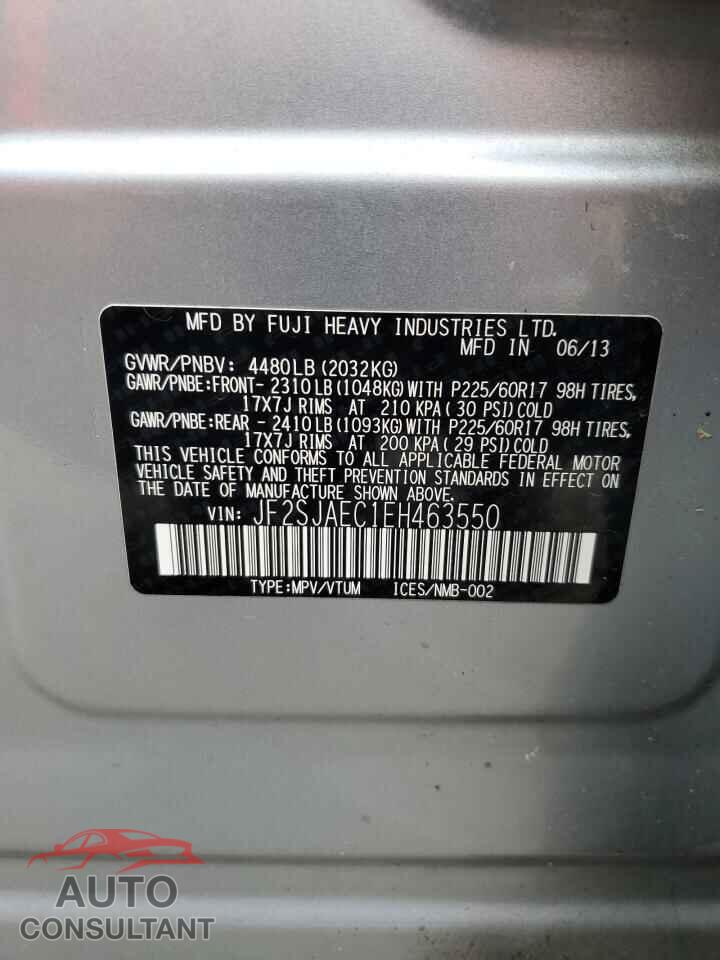 SUBARU FORESTER 2014 - JF2SJAEC1EH463550