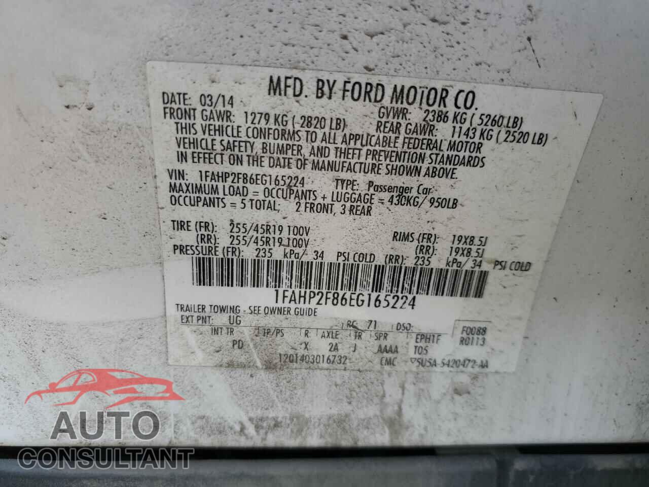 FORD TAURUS 2014 - 1FAHP2F86EG165224