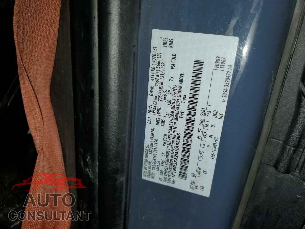 FORD TRANSIT 2021 - 1FTBR3X82MKA82996