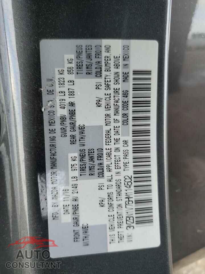 MAZDA 3 2017 - 3MZBN1V76HM114502