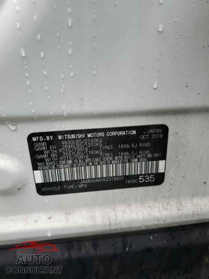 MITSUBISHI ECLIPSE 2019 - JA4AS3AA1KZ019205