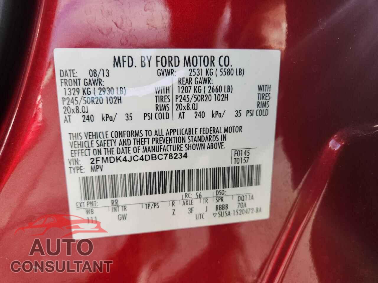 FORD EDGE 2013 - 2FMDK4JC4DBC78234