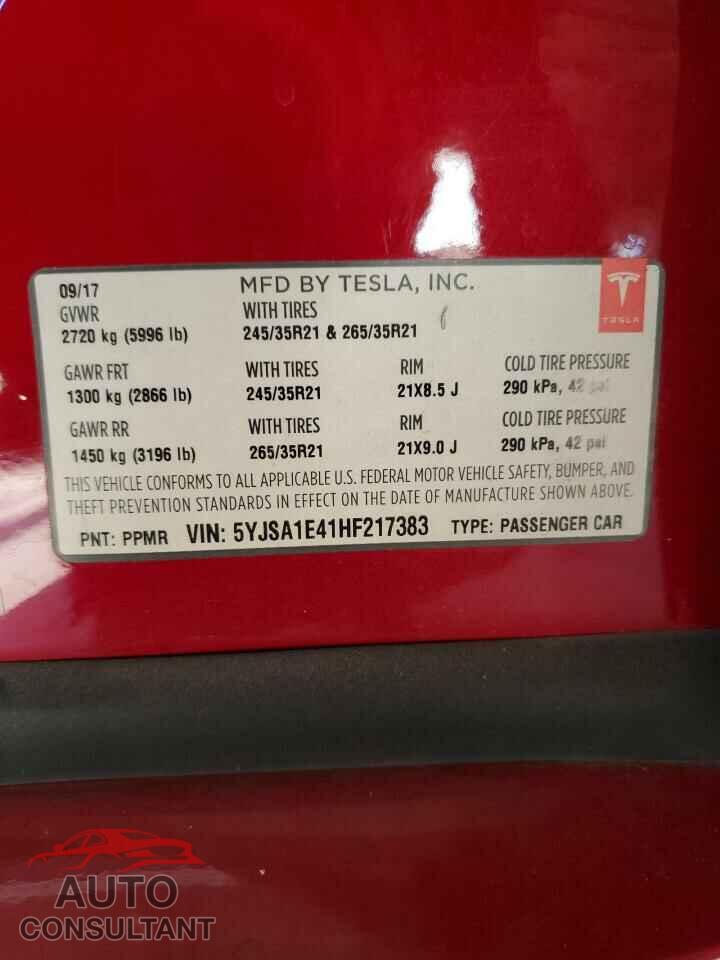 TESLA MODEL S 2017 - 5YJSA1E41HF217383