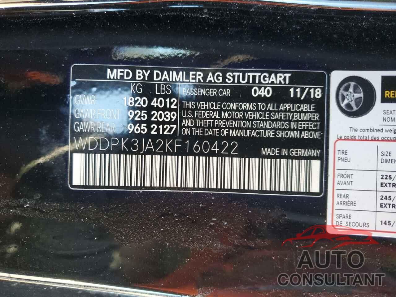 MERCEDES-BENZ SLC-CLASS 2019 - WDDPK3JA2KF160422