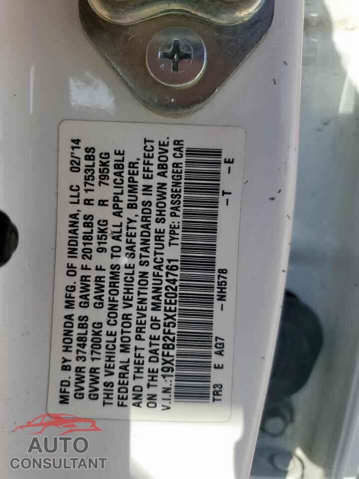 HONDA CIVIC 2014 - 19XFB2F5XEE024761