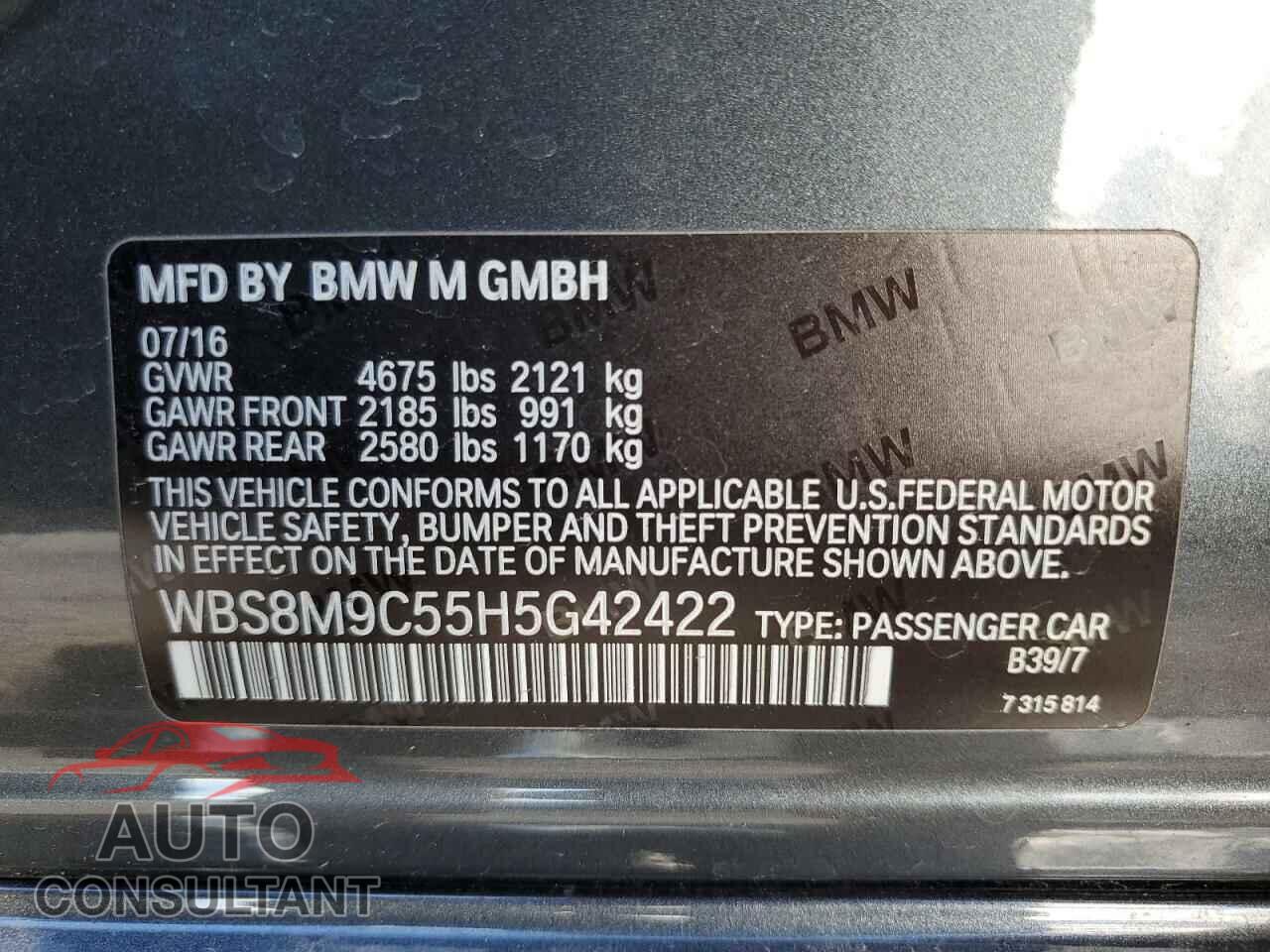BMW M3 2017 - WBS8M9C55H5G42422