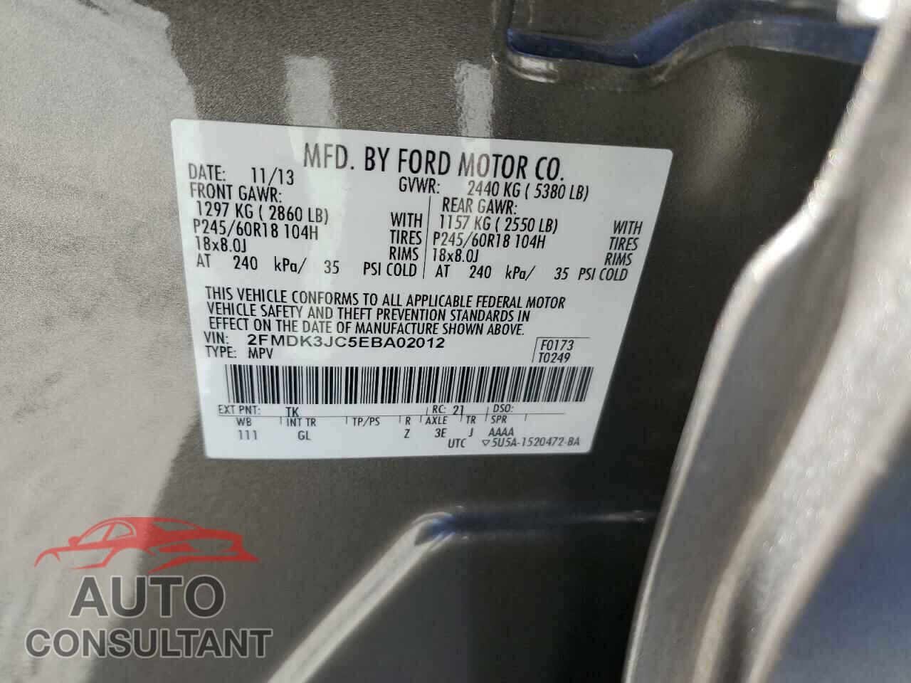 FORD EDGE 2014 - 2FMDK3JC5EBA02012