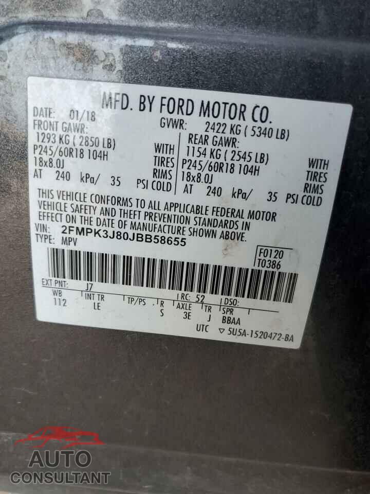 FORD EDGE 2018 - 2FMPK3J80JBB58655