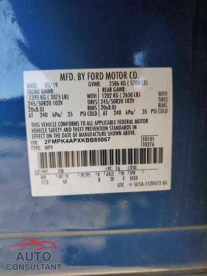 FORD EDGE 2019 - 2FMPK4APXKBB85067