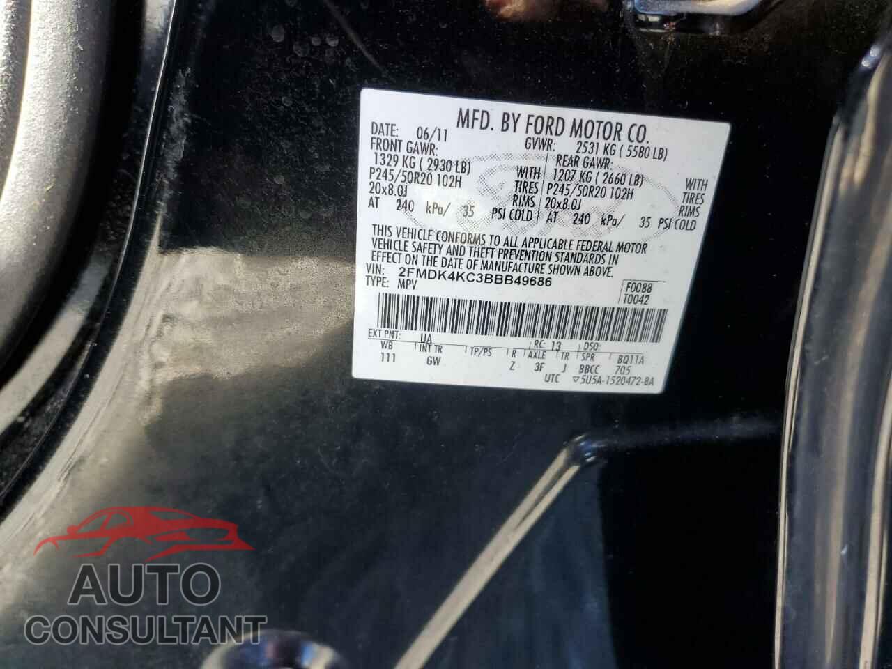 FORD EDGE 2011 - 2FMDK4KC3BBB49686