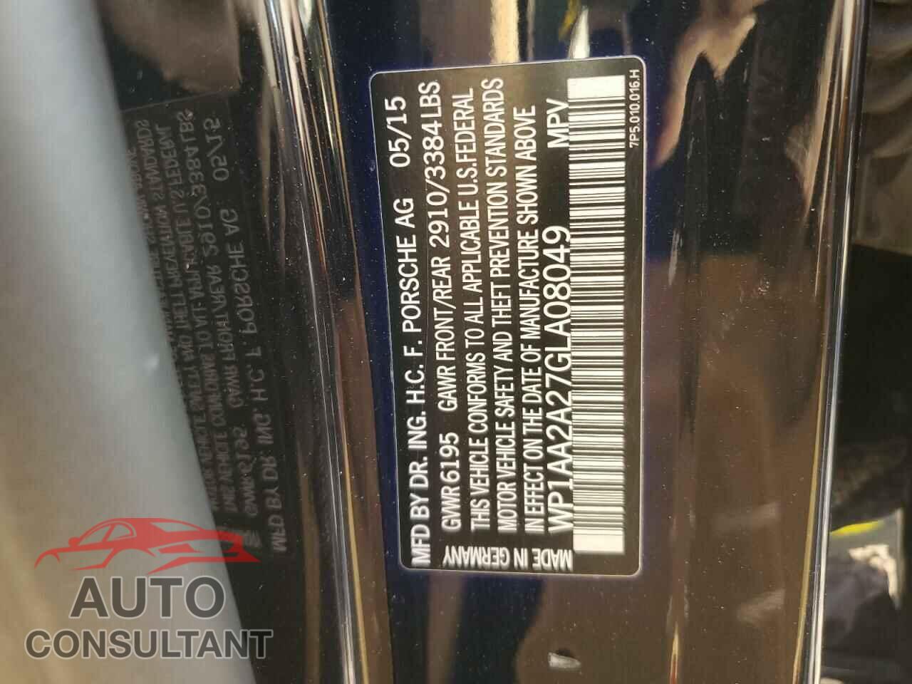 PORSCHE CAYENNE 2016 - WP1AA2A27GLA08049