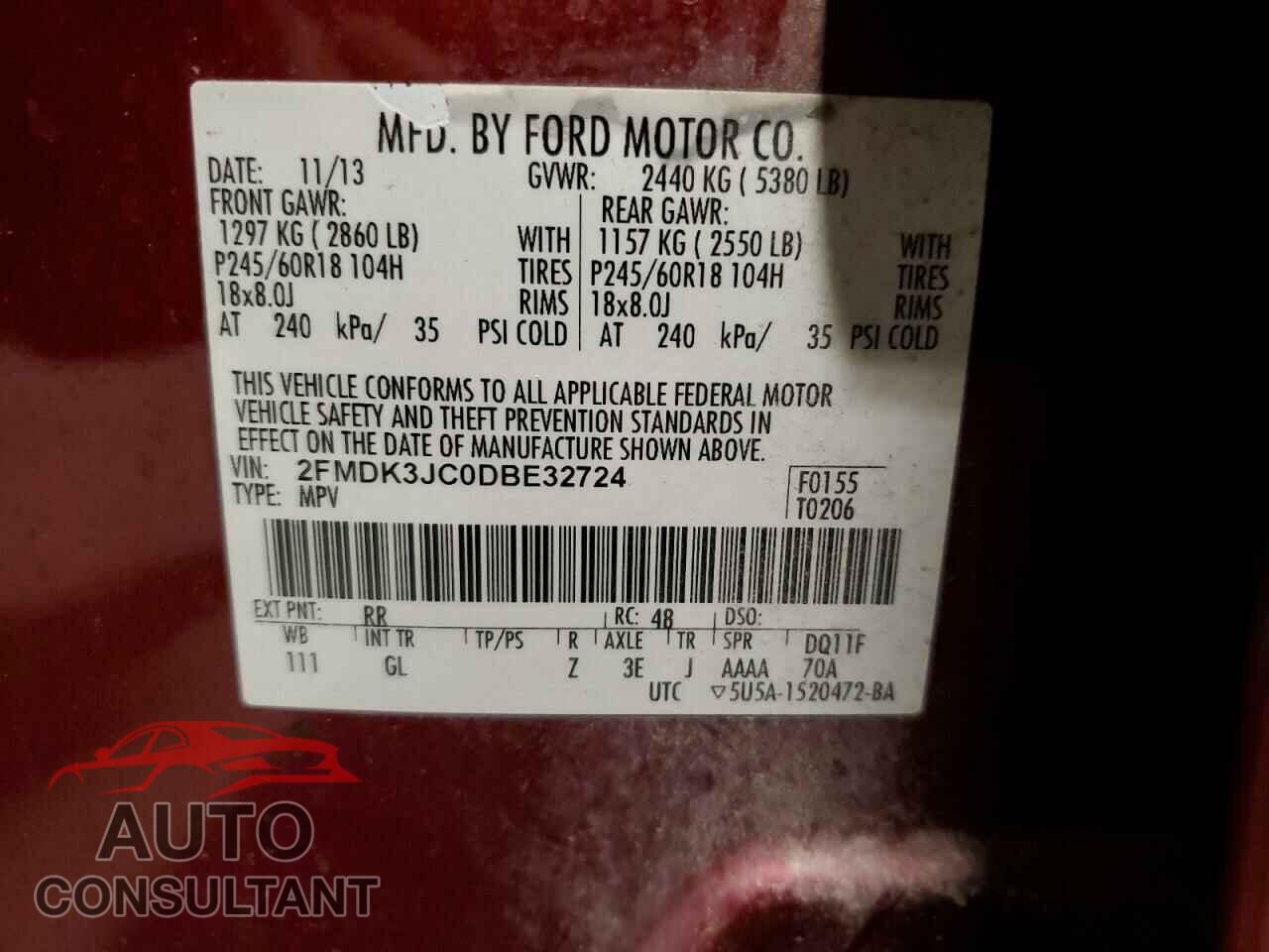 FORD EDGE 2013 - 2FMDK3JC0DBE32724