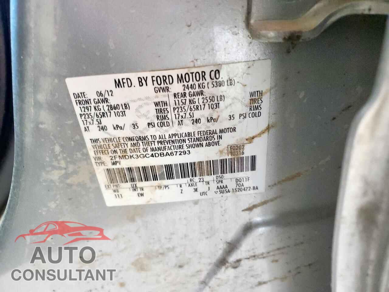 FORD EDGE 2013 - 2FMDK3GC4DBA67293
